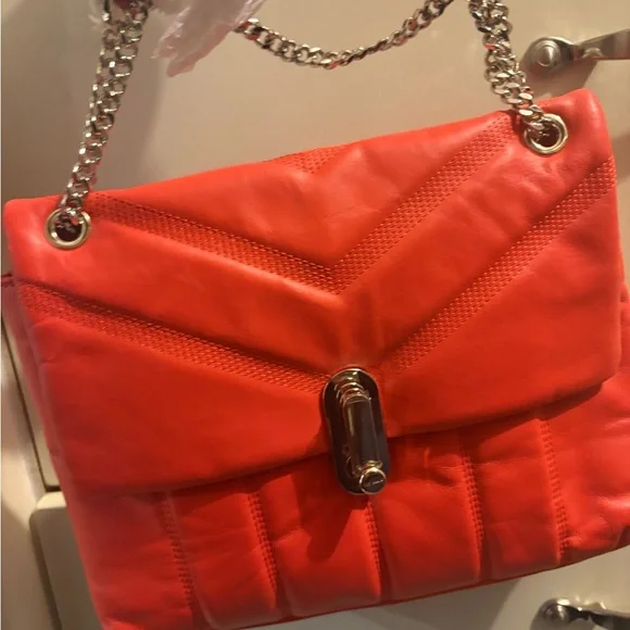 Ted Baker Bold Orange Crossbody Bag with Chain Detail - Picture 11 of 12